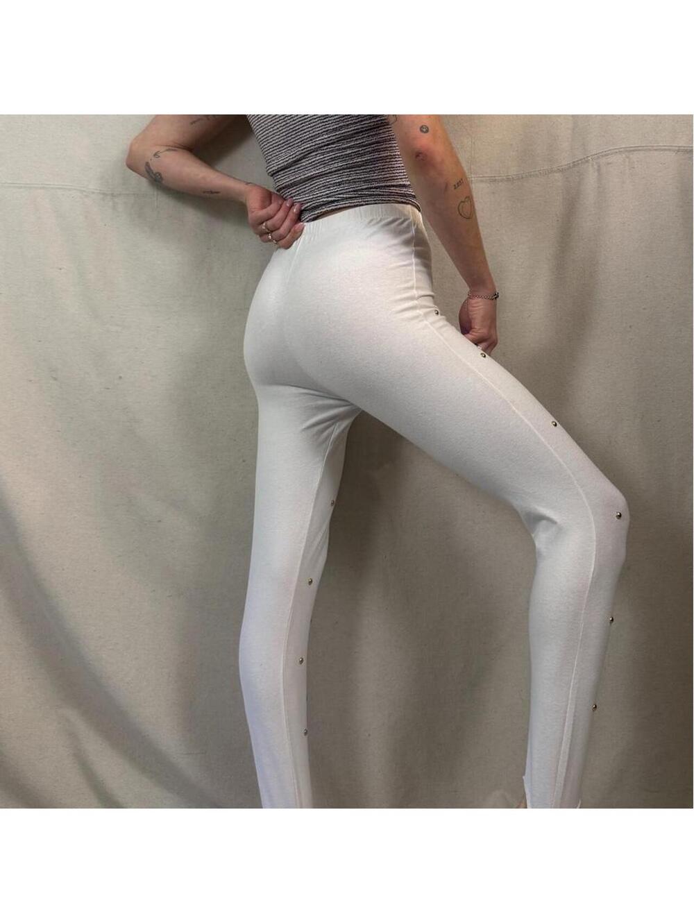 Vintage Gepetto White Studded Stirrup Leggings – Size S/M - Picture 3 of 8